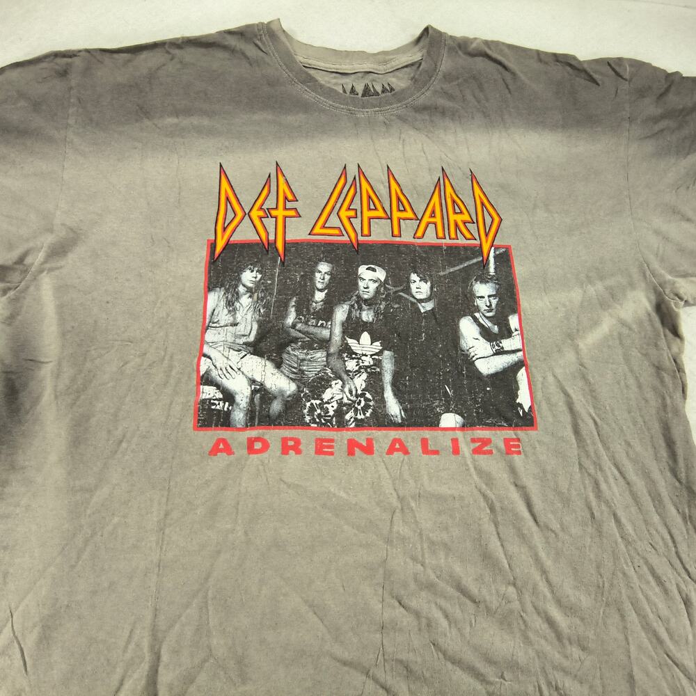 Def Leppard Adrenalize Band Graphic Crew Neck T Shirt Mens Size Large L Gray